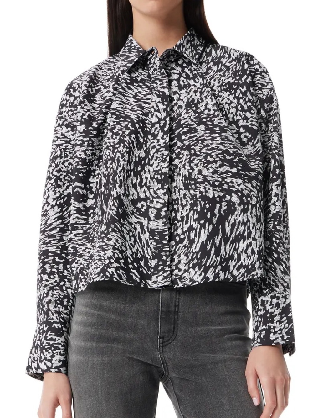 Robert Rodriguez Black Abstract Swirl Printed Adara Long Sleeve Button Up Shirt